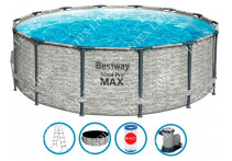 5619E Bestway Круглый каркасный бассейн, 488х122см+фильтр-насос, лестница, тент