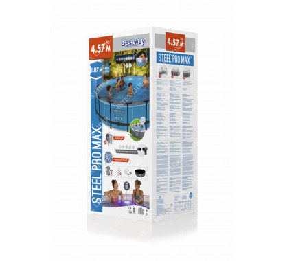 561GD BestWay Каркасный бассейн круглый, 457х107см+фильтрнасос, лестница, тент, освещение